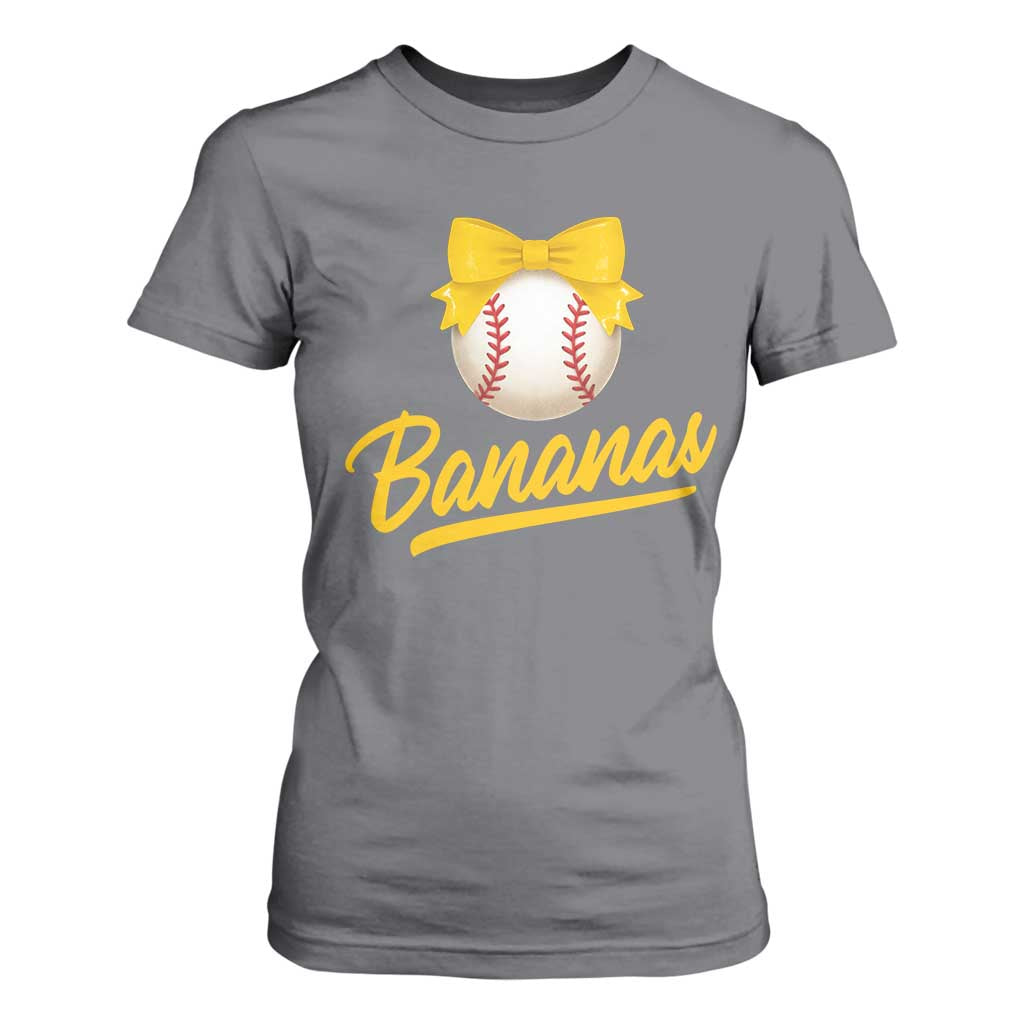 Bananas Coquette Bow T Shirt For Women Banana Retro Popular Fruit Humor Cute Girls Kids TS10 Charcoal Print Your Wear