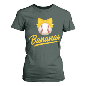Bananas Coquette Bow T Shirt For Women Banana Retro Popular Fruit Humor Cute Girls Kids TS10 Dark Forest Green Print Your Wear