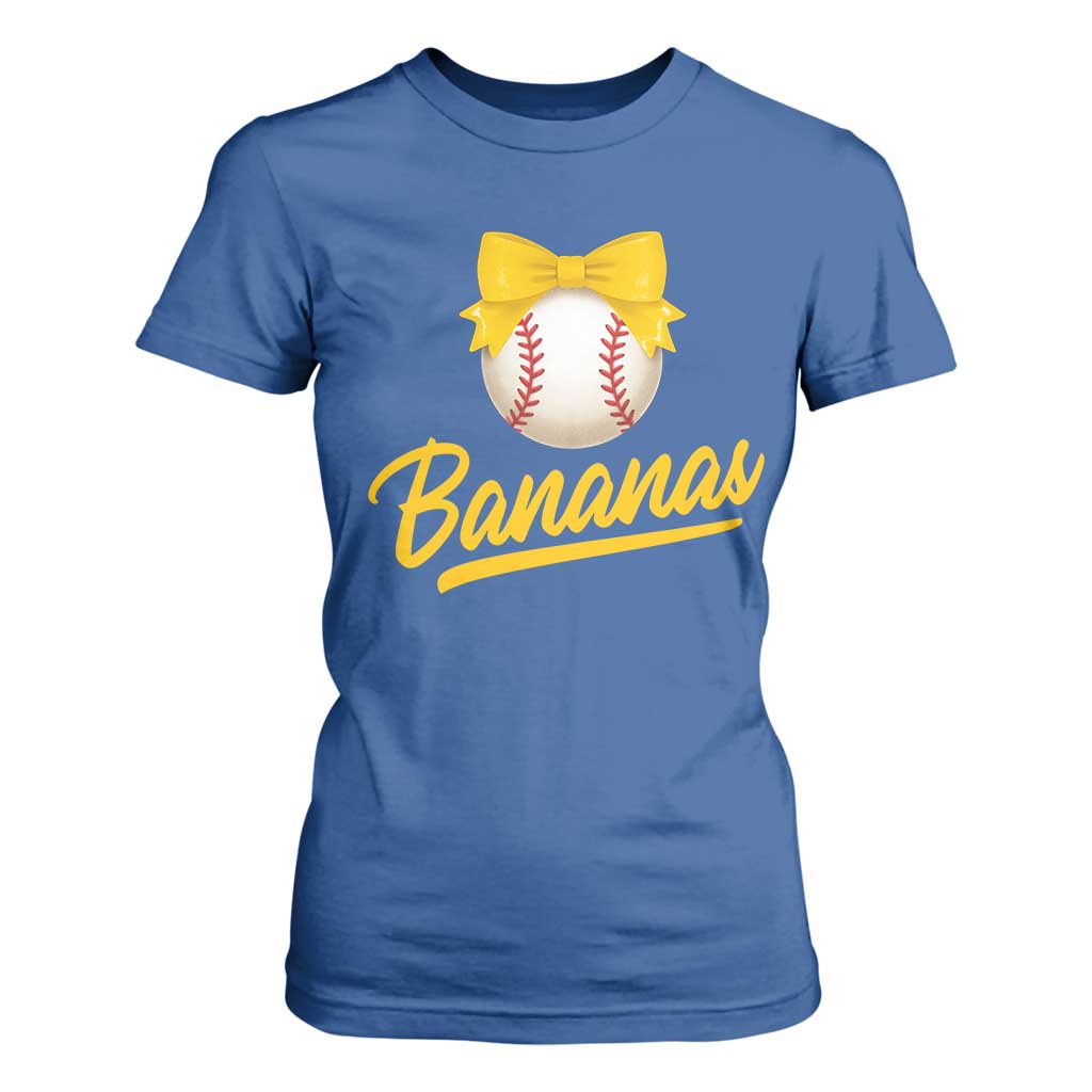 Bananas Coquette Bow T Shirt For Women Banana Retro Popular Fruit Humor Cute Girls Kids TS10 Royal Blue Print Your Wear