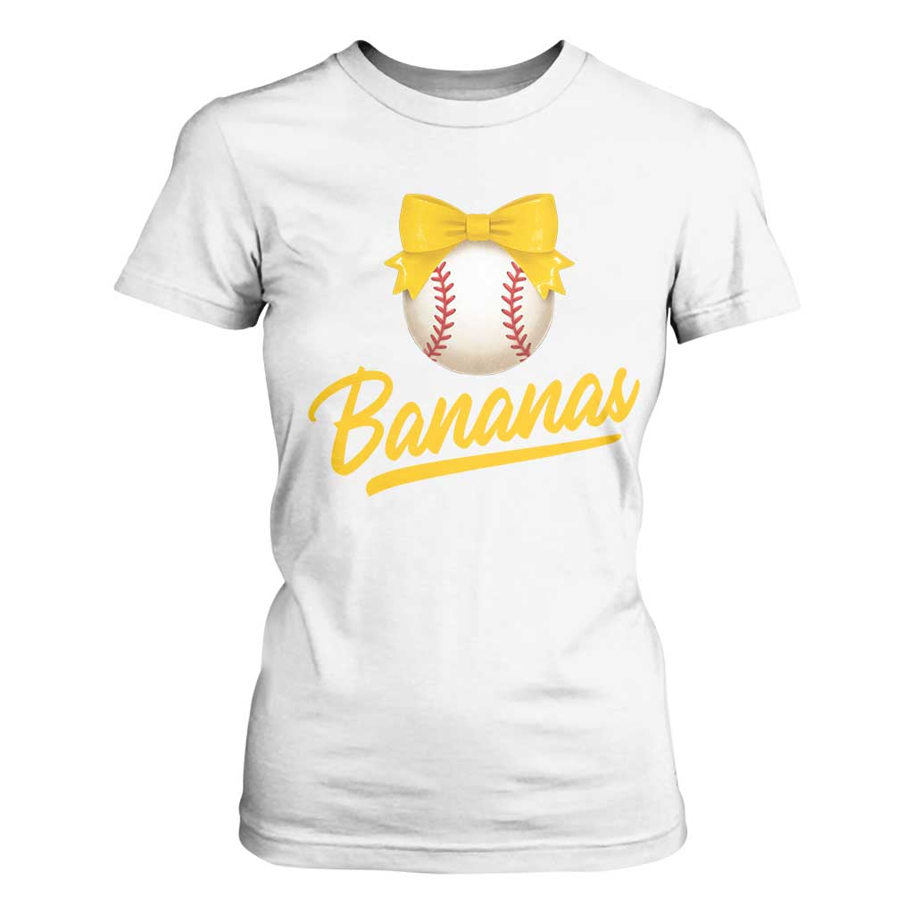 Bananas Coquette Bow T Shirt For Women Banana Retro Popular Fruit Humor Cute Girls Kids TS10 White Print Your Wear