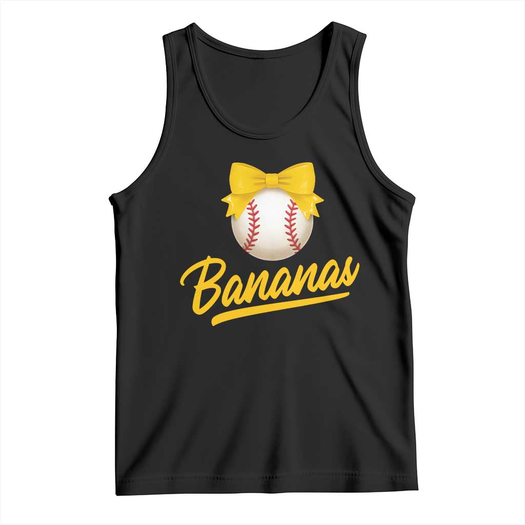 Bananas Coquette Bow Tank Top Banana Retro Popular Fruit Humor Cute Girls Kids TS10 Black Print Your Wear