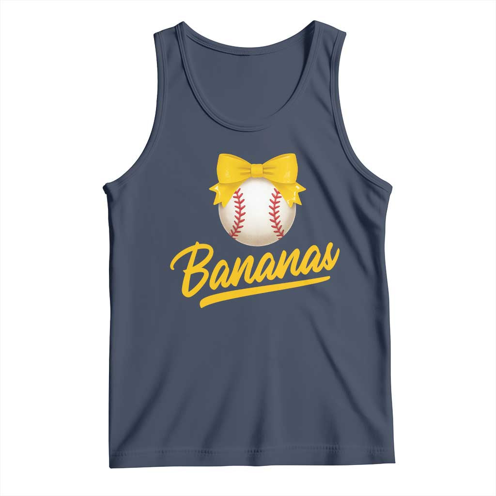 Bananas Coquette Bow Tank Top Banana Retro Popular Fruit Humor Cute Girls Kids TS10 Navy Print Your Wear