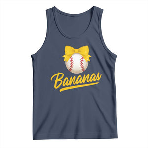 Bananas Coquette Bow Tank Top Banana Retro Popular Fruit Humor Cute Girls Kids TS10 Navy Print Your Wear