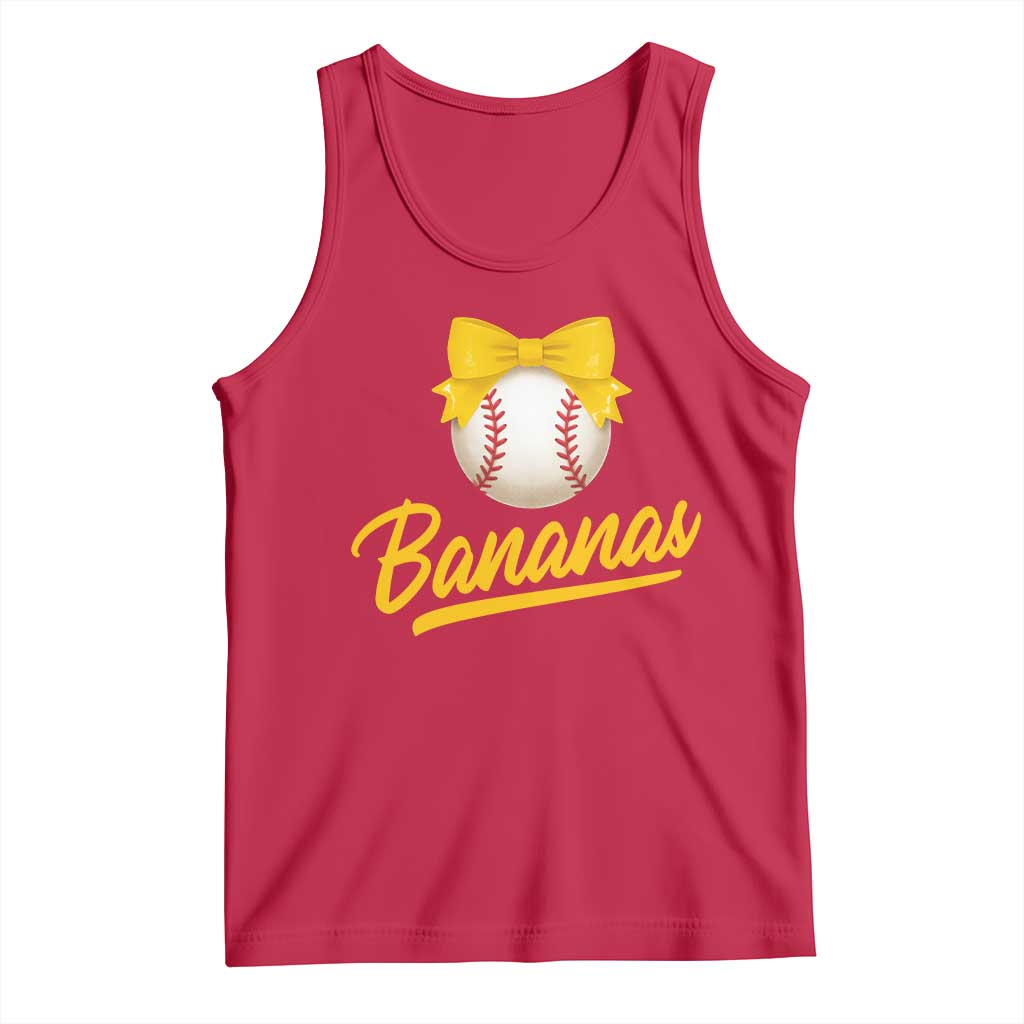 Bananas Coquette Bow Tank Top Banana Retro Popular Fruit Humor Cute Girls Kids TS10 Red Print Your Wear