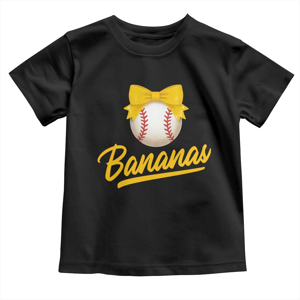 Bananas Coquette Bow Toddler T Shirt Banana Retro Popular Fruit Humor Cute Girls Kids TS10 Black Print Your Wear
