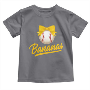 Bananas Coquette Bow Toddler T Shirt Banana Retro Popular Fruit Humor Cute Girls Kids TS10 Charcoal Print Your Wear