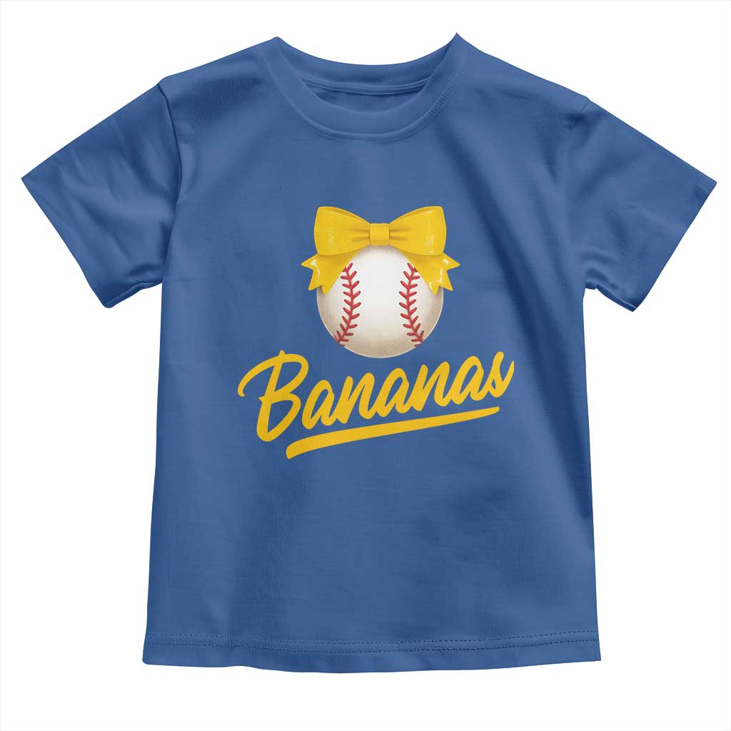 Bananas Coquette Bow Toddler T Shirt Banana Retro Popular Fruit Humor Cute Girls Kids TS10 Royal Blue Print Your Wear