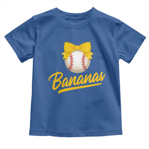 Bananas Coquette Bow Toddler T Shirt Banana Retro Popular Fruit Humor Cute Girls Kids TS10 Royal Blue Print Your Wear