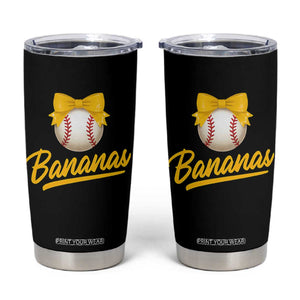 Bananas Coquette Bow Tumbler Cup Banana Retro Popular Fruit Humor Cute Girls Kids TS10 Black Print Your Wear
