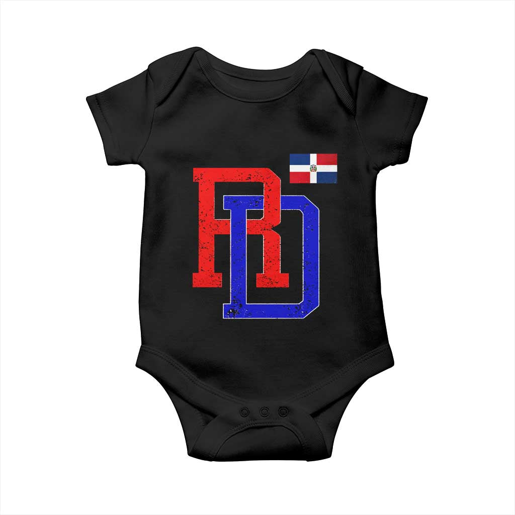 Dominican Republic Baby Onesie Distressed RD Flag Dominican Pride TS10 Black Print Your Wear