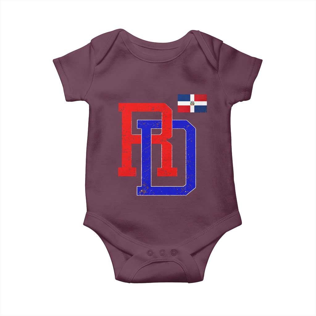 Dominican Republic Baby Onesie Distressed RD Flag Dominican Pride TS10 Maroon Print Your Wear
