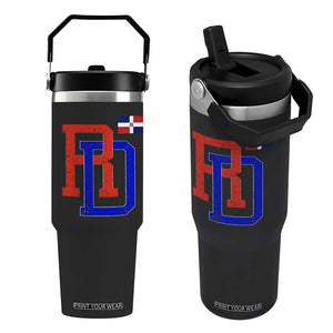 Dominican Republic Flip Straw Tumbler Distressed RD Flag Dominican Pride TS10 One Size: 30 oz Black Print Your Wear
