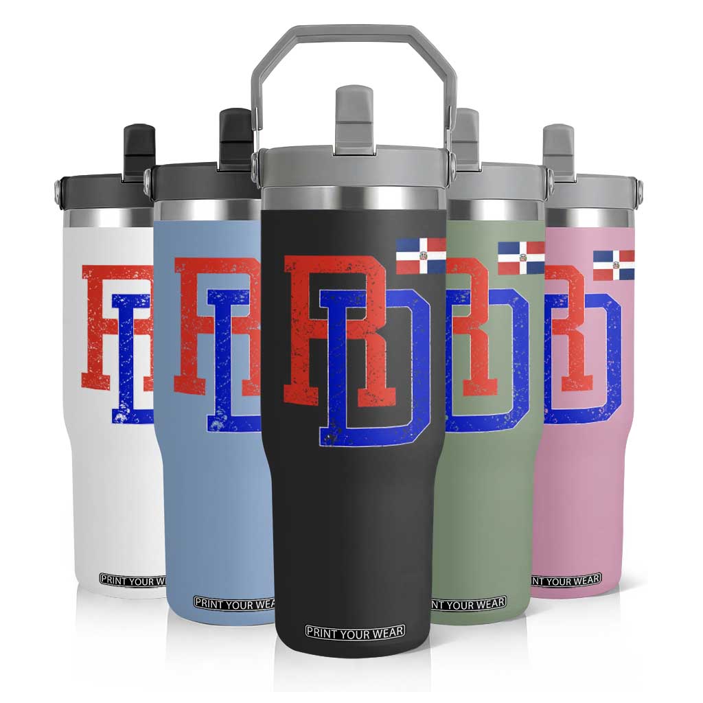 Dominican Republic Flip Straw Tumbler Distressed RD Flag Dominican Pride TS10 Print Your Wear