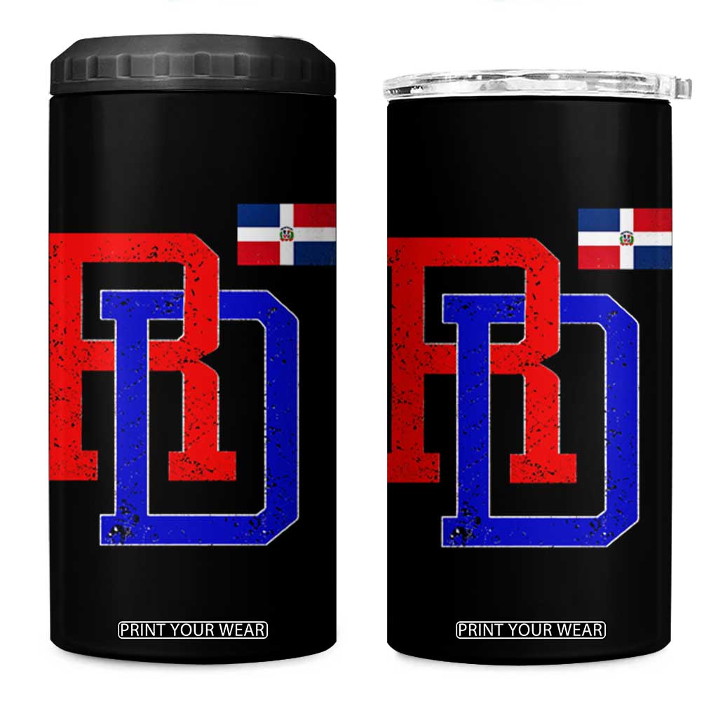 Dominican Republic 4 in 1 Can Cooler Tumbler Distressed RD Flag Dominican Pride TS10 One Size: 16 oz Black Print Your Wear