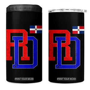 Dominican Republic 4 in 1 Can Cooler Tumbler Distressed RD Flag Dominican Pride TS10 One Size: 16 oz Black Print Your Wear