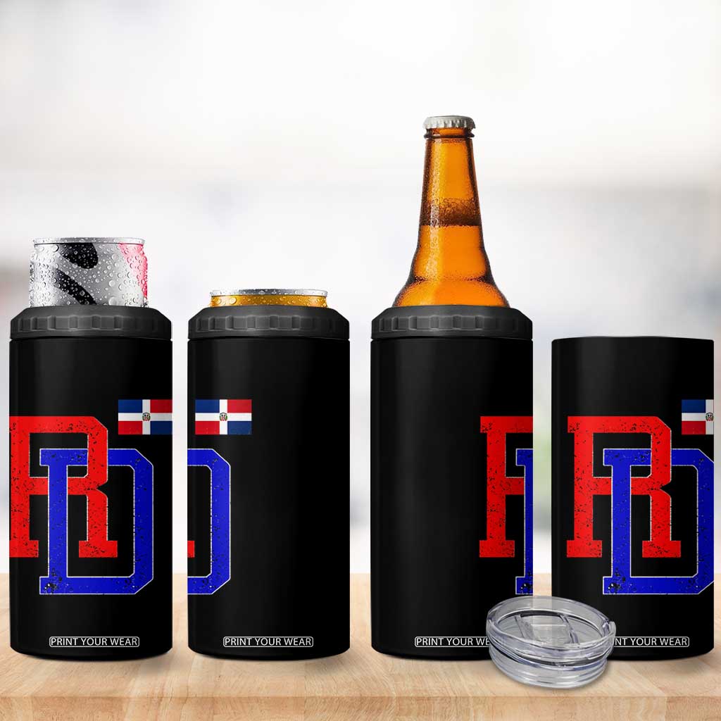 Dominican Republic 4 in 1 Can Cooler Tumbler Distressed RD Flag Dominican Pride TS10 Print Your Wear