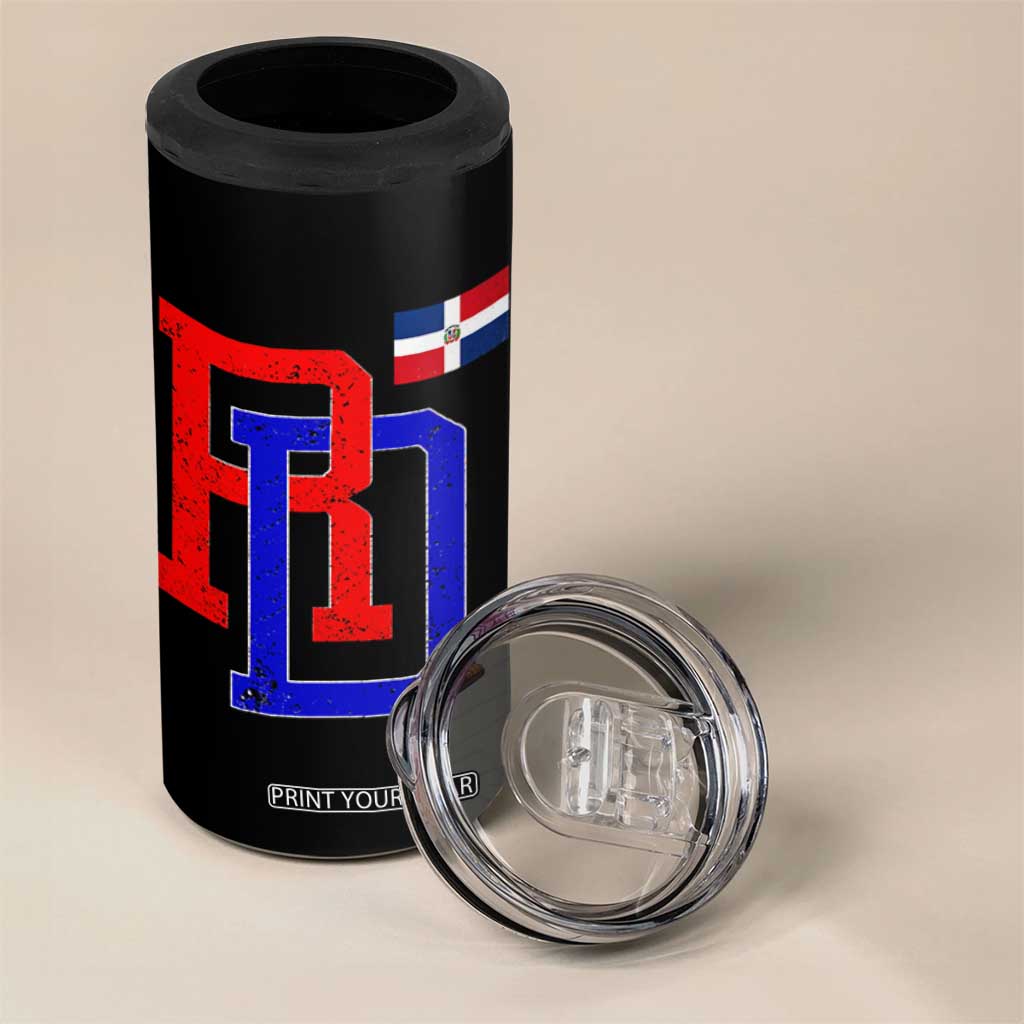 Dominican Republic 4 in 1 Can Cooler Tumbler Distressed RD Flag Dominican Pride TS10 Print Your Wear