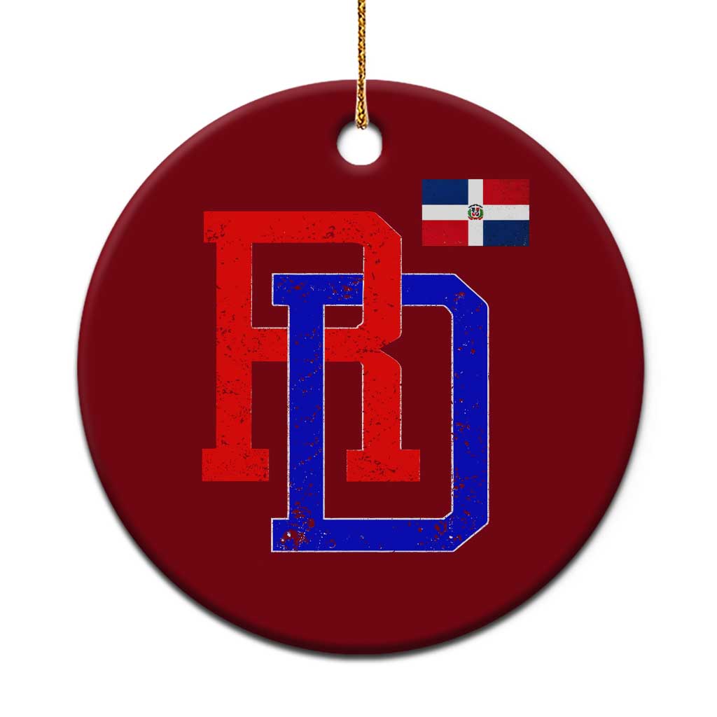 Dominican Republic Ceramic Ornament Distressed RD Flag Dominican Pride TS10 1pc Red Print Your Wear