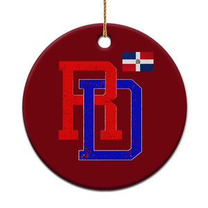 Dominican Republic Ceramic Ornament Distressed RD Flag Dominican Pride TS10 1pc Red Print Your Wear