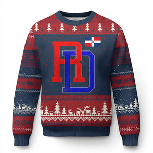 Dominican Republic Ugly Christmas Sweater Distressed RD Flag Dominican Pride TS10 Navy Red Print Your Wear