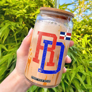 Dominican Republic Glass Can Distressed RD Flag Dominican Pride TS10 Black Print Your Wear