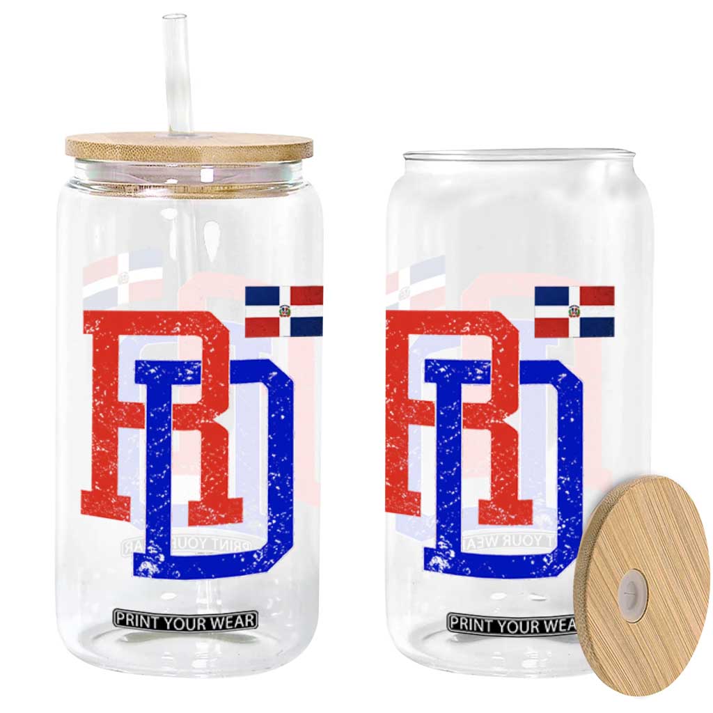 Dominican Republic Glass Can Distressed RD Flag Dominican Pride TS10 Print Your Wear