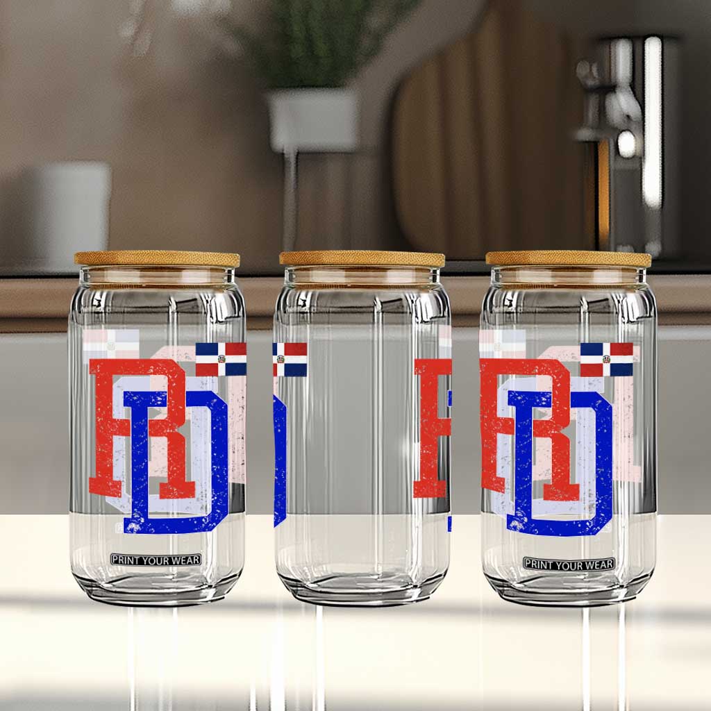 Dominican Republic Glass Can Distressed RD Flag Dominican Pride TS10 Print Your Wear