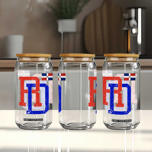 Dominican Republic Glass Can Distressed RD Flag Dominican Pride TS10 Print Your Wear
