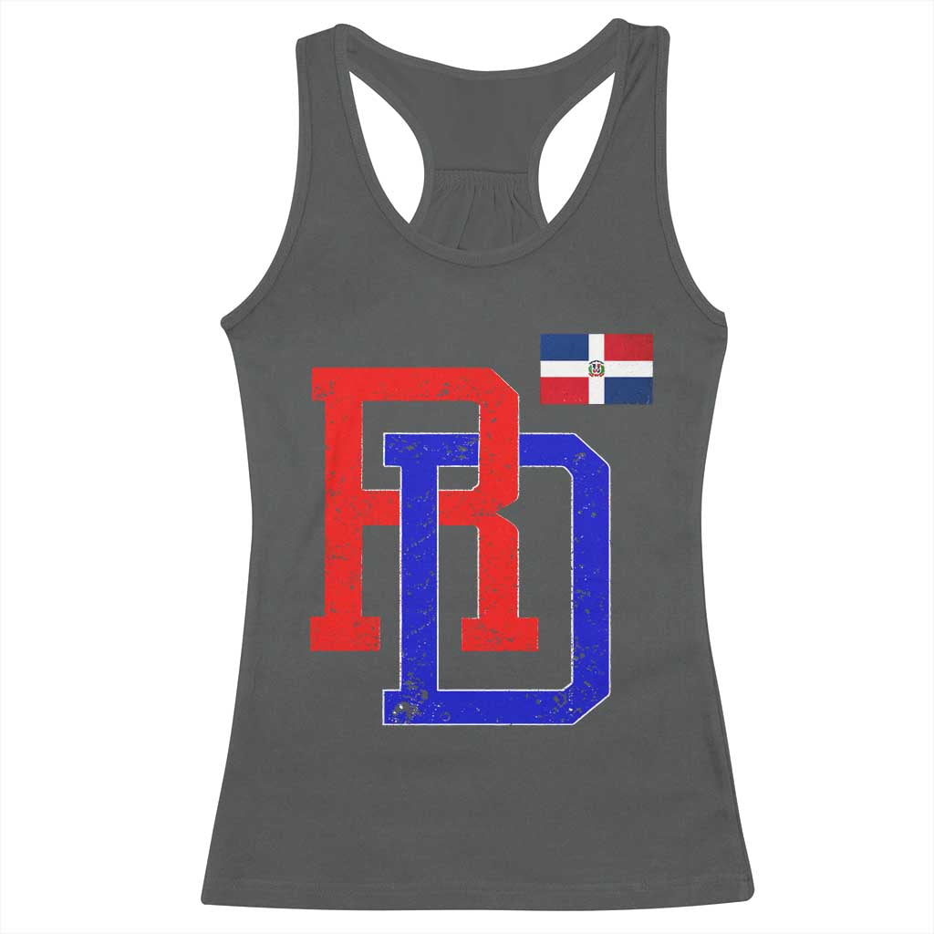 Dominican Republic Racerback Tank Top Distressed RD Flag Dominican Pride TS10 Dark Heather Print Your Wear