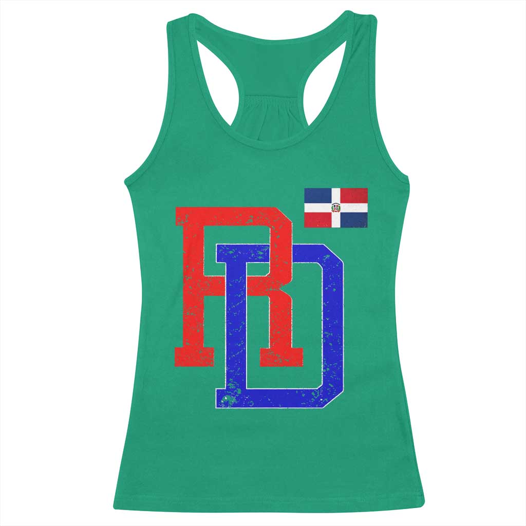 Dominican Republic Racerback Tank Top Distressed RD Flag Dominican Pride TS10 Irish Green Print Your Wear