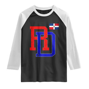 Dominican Republic Raglan Shirt Distressed RD Flag Dominican Pride TS10 Black White Print Your Wear