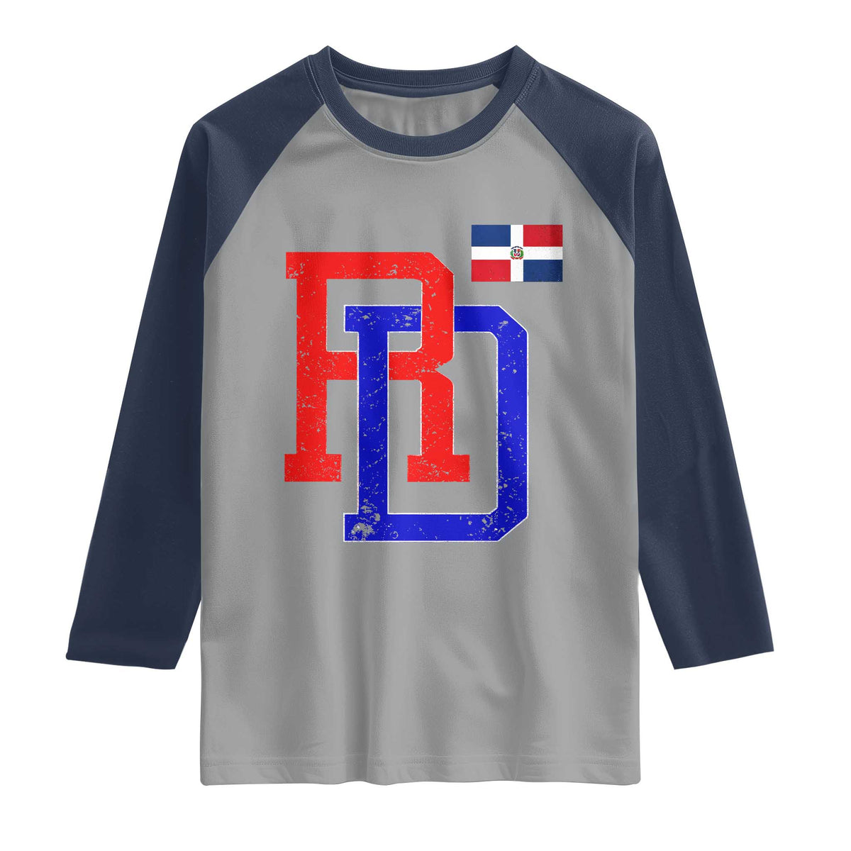 Dominican Republic Raglan Shirt Distressed RD Flag Dominican Pride TS10 Sport Gray Navy Print Your Wear