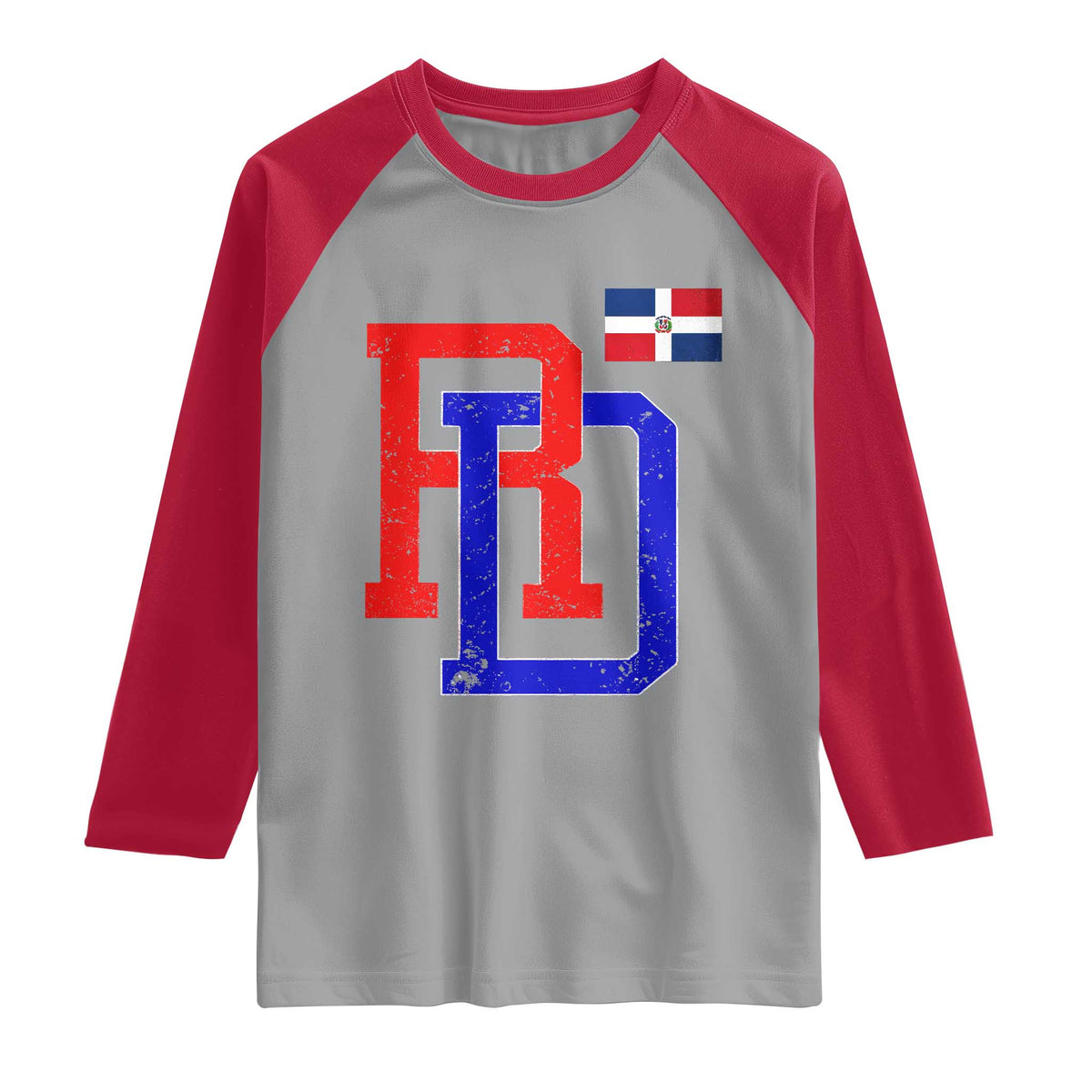 Dominican Republic Raglan Shirt Distressed RD Flag Dominican Pride TS10 Sport Gray Red Print Your Wear
