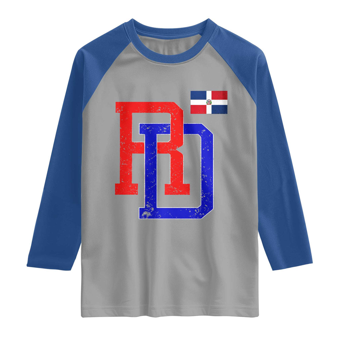 Dominican Republic Raglan Shirt Distressed RD Flag Dominican Pride TS10 Sport Gray Royal Print Your Wear