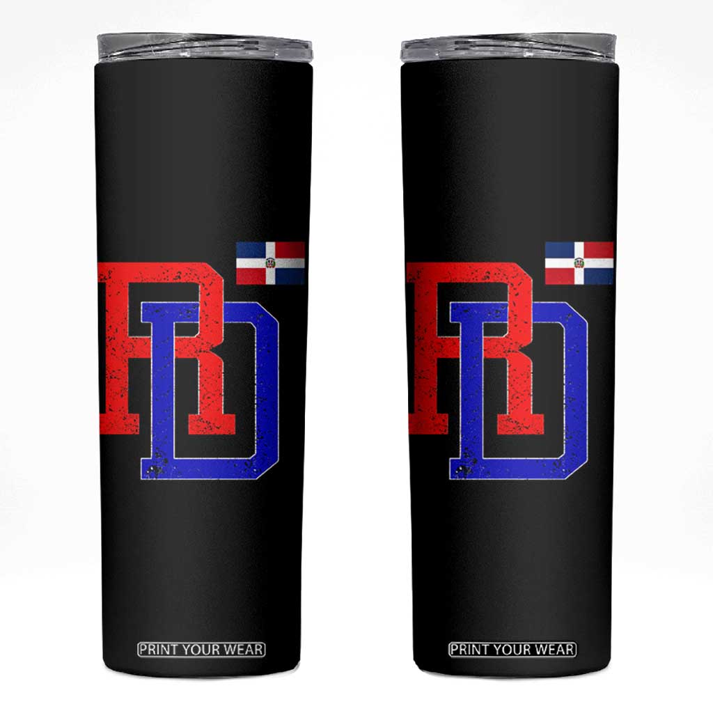 Dominican Republic Skinny Tumbler Distressed RD Flag Dominican Pride TS10 Black Print Your Wear
