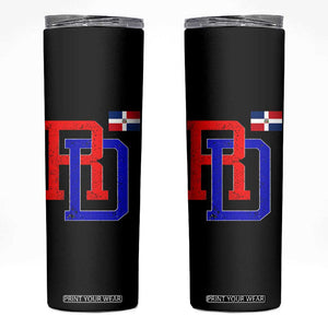 Dominican Republic Skinny Tumbler Distressed RD Flag Dominican Pride TS10 Black Print Your Wear