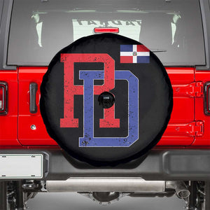 Dominican Republic Spare Tire Cover Distressed RD Flag Dominican Pride TS10 Black Print Your Wear