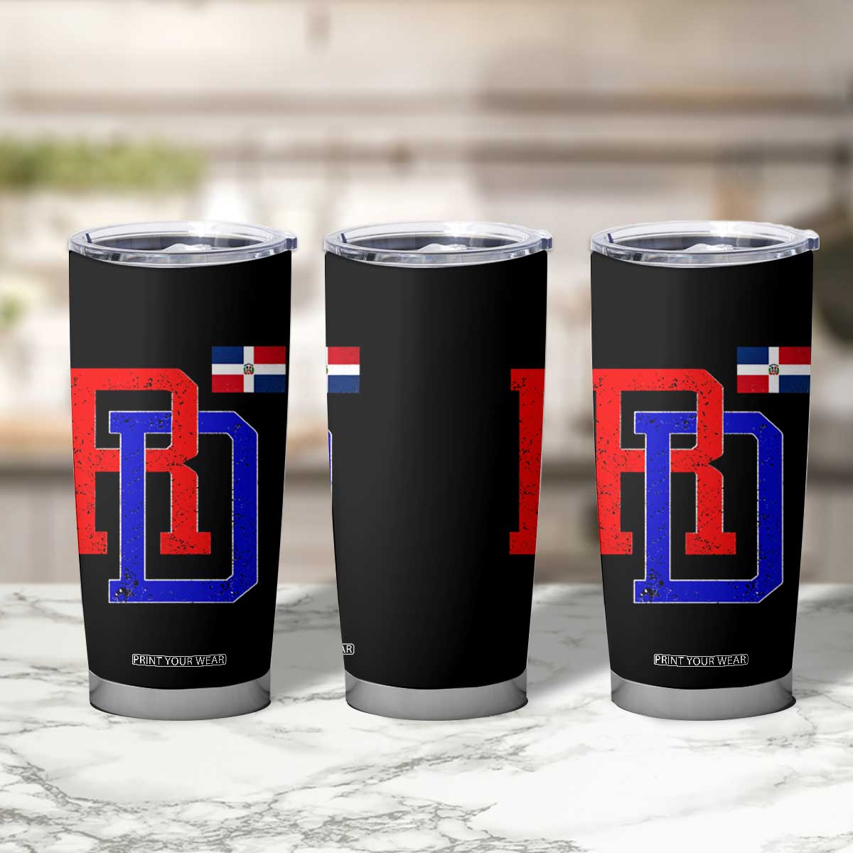 Dominican Republic Tumbler Cup Distressed RD Flag Dominican Pride TS10 Print Your Wear