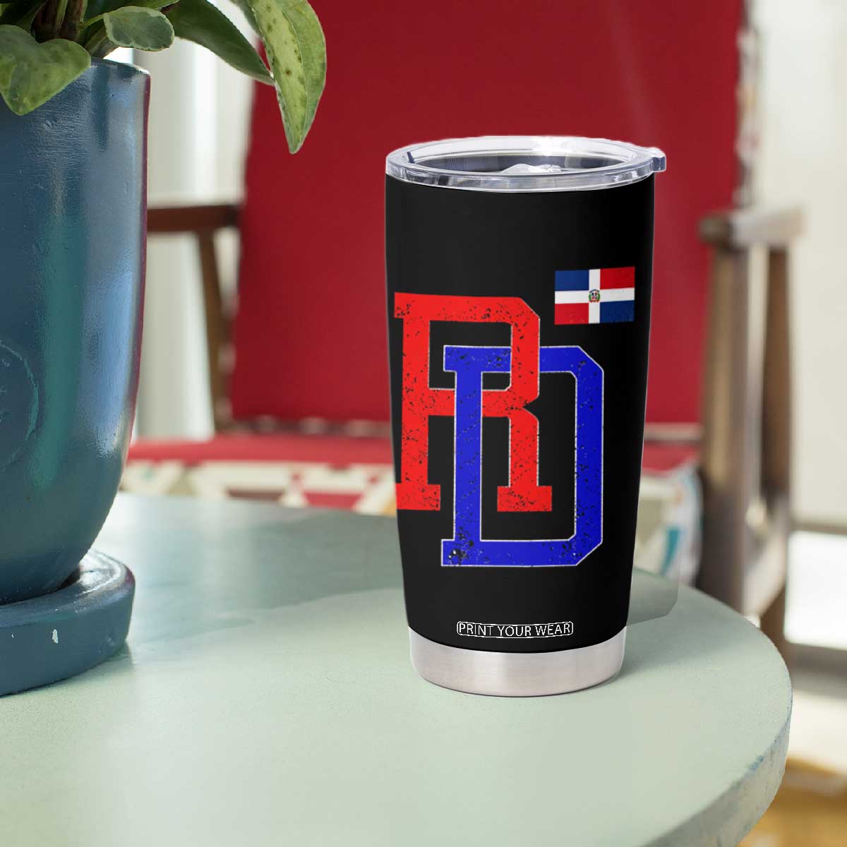 Dominican Republic Tumbler Cup Distressed RD Flag Dominican Pride TS10 Print Your Wear