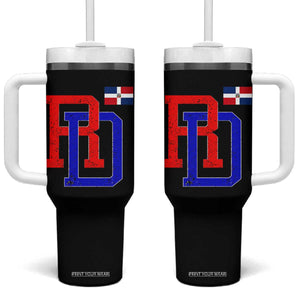 Dominican Republic Tumbler With Handle Distressed RD Flag Dominican Pride TS10 One Size: 40 oz Black Print Your Wear