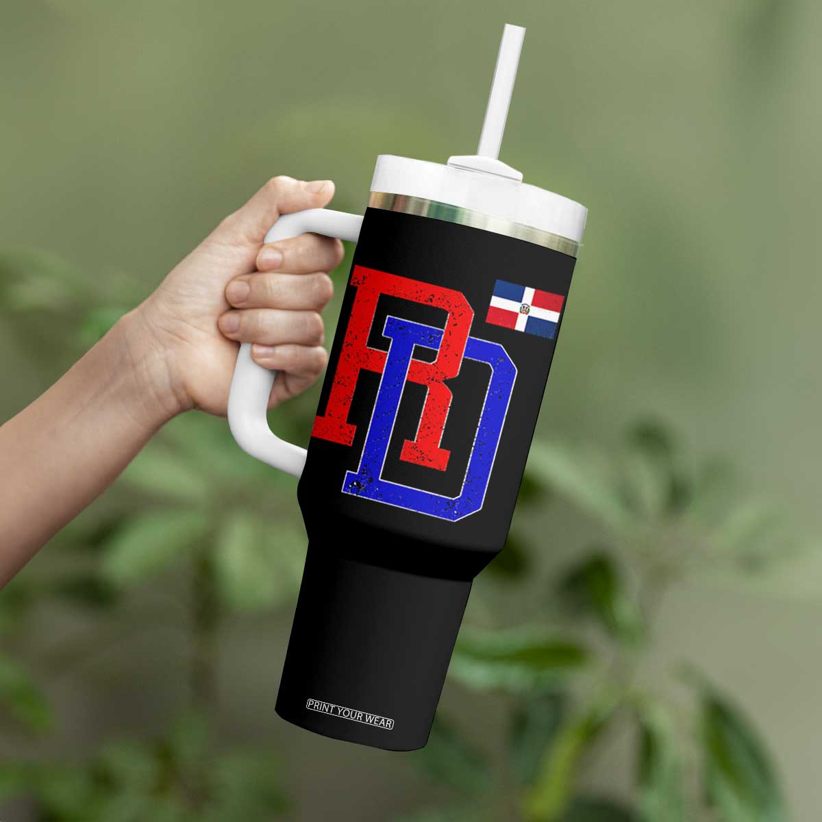 Dominican Republic Tumbler With Handle Distressed RD Flag Dominican Pride TS10 Print Your Wear