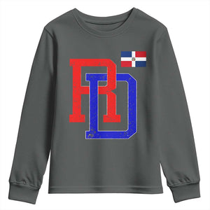 Dominican Republic Youth Sweatshirt Distressed RD Flag Dominican Pride TS10 Dark Heather Print Your Wear