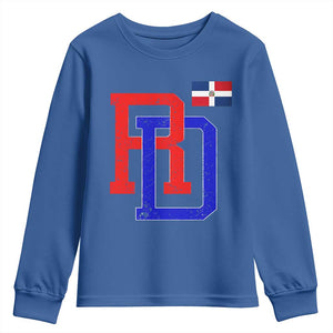 Dominican Republic Youth Sweatshirt Distressed RD Flag Dominican Pride TS10 Royal Blue Print Your Wear
