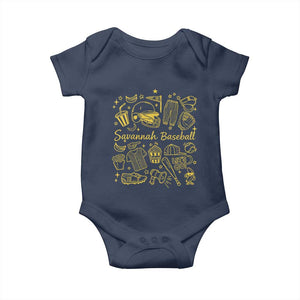 Bananas Baseball Baby Onesie Cute Trendy Banana Baseball Game Day Doodle TS10 Navy Print Your Wear
