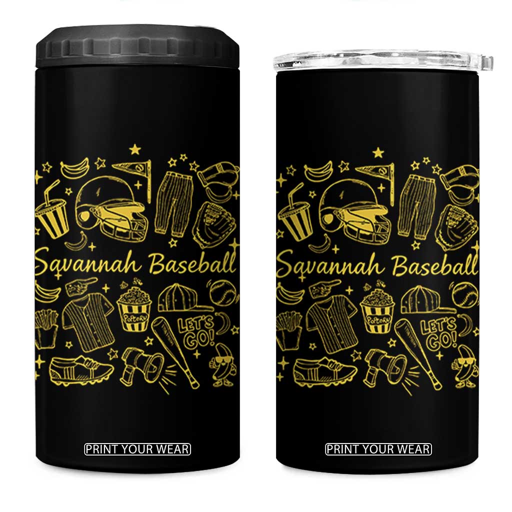 Bananas Baseball 4 in 1 Can Cooler Tumbler Cute Trendy Banana Baseball Game Day Doodle TS10 One Size: 16 oz Black Print Your Wear