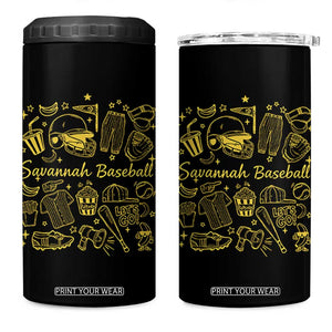 Bananas Baseball 4 in 1 Can Cooler Tumbler Cute Trendy Banana Baseball Game Day Doodle TS10 One Size: 16 oz Black Print Your Wear