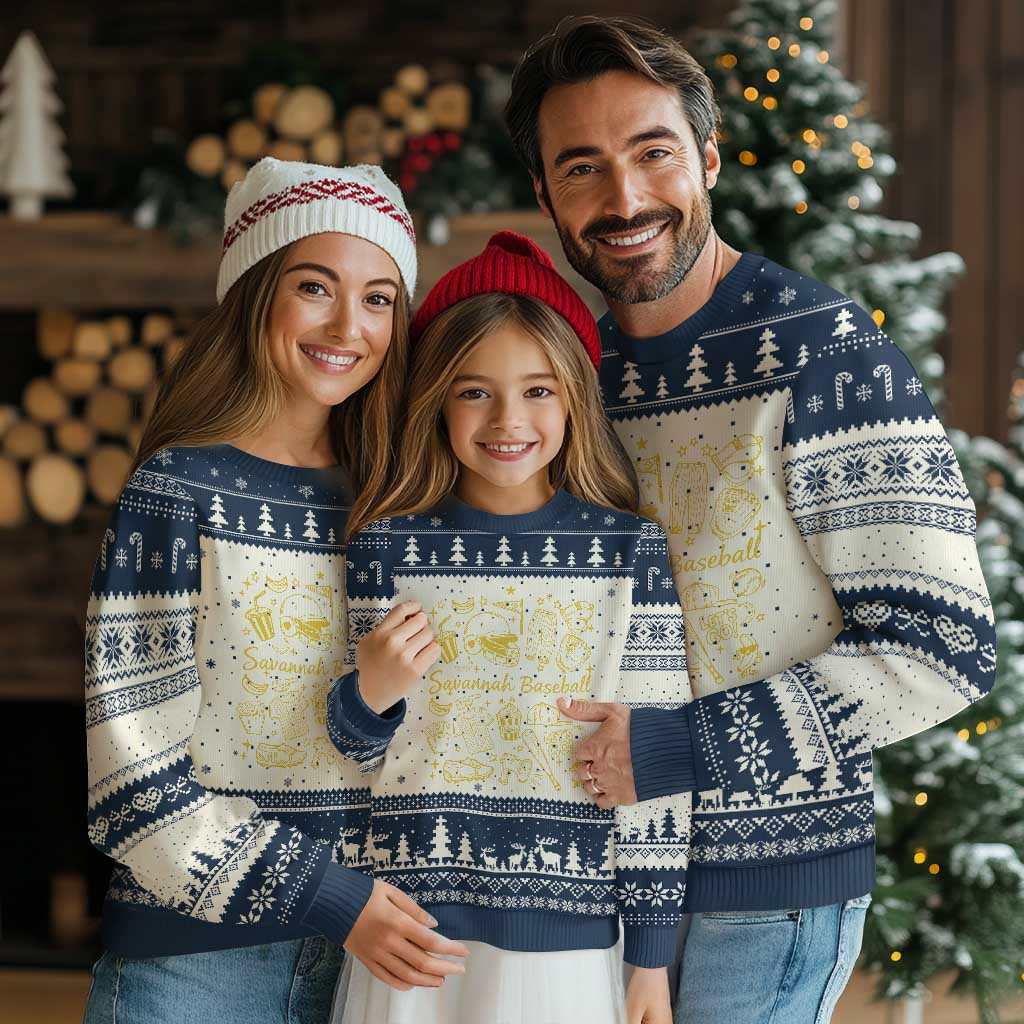 Bananas Baseball Ugly Christmas Sweater Cute Trendy Banana Baseball Game Day Doodle TS10 Beige Navy Print Your Wear