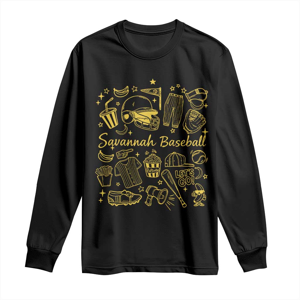 Bananas Baseball Long Sleeve Shirt Cute Trendy Banana Baseball Game Day Doodle TS10 Black Print Your Wear