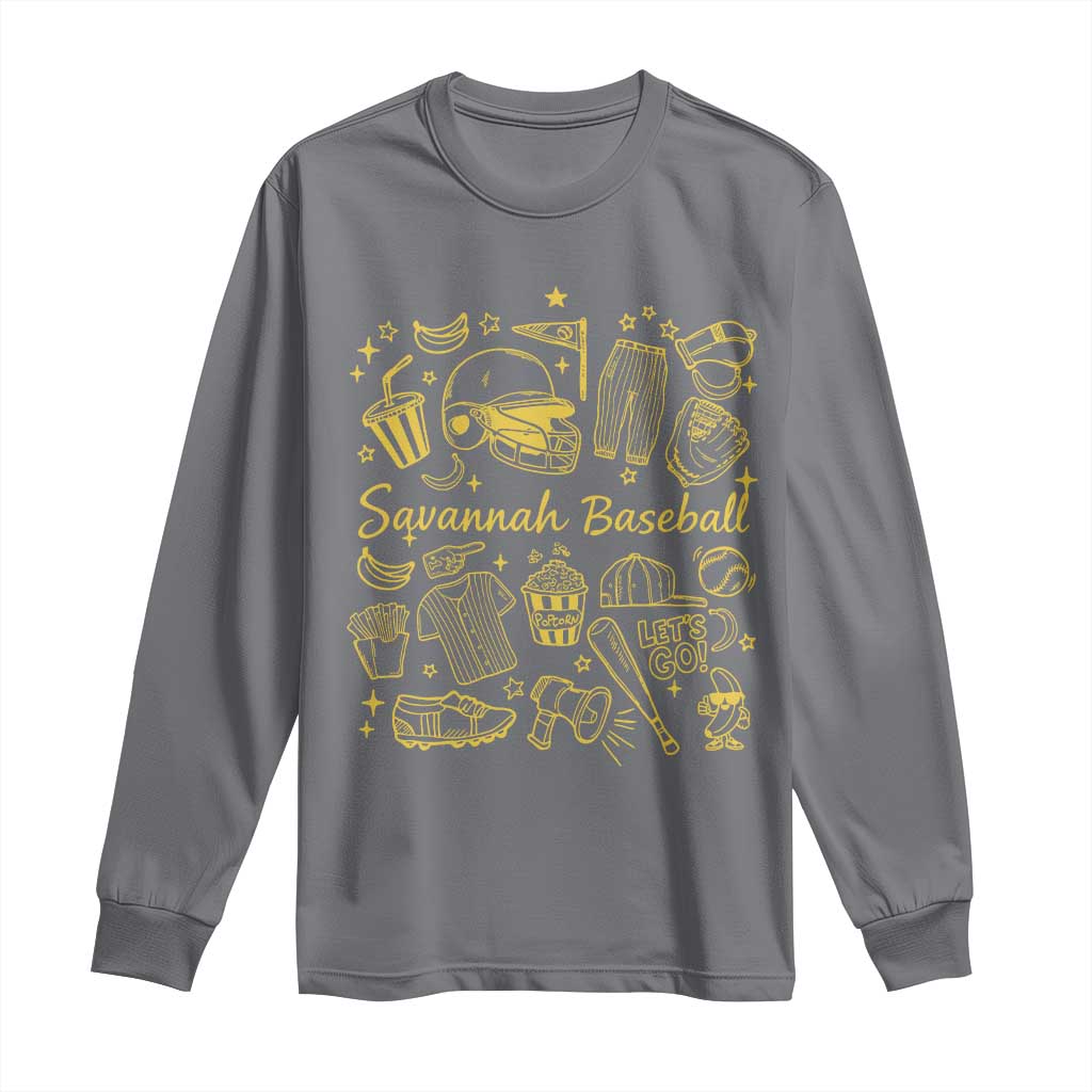 Bananas Baseball Long Sleeve Shirt Cute Trendy Banana Baseball Game Day Doodle TS10 Charcoal Print Your Wear