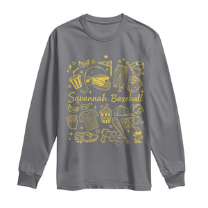 Bananas Baseball Long Sleeve Shirt Cute Trendy Banana Baseball Game Day Doodle TS10 Charcoal Print Your Wear